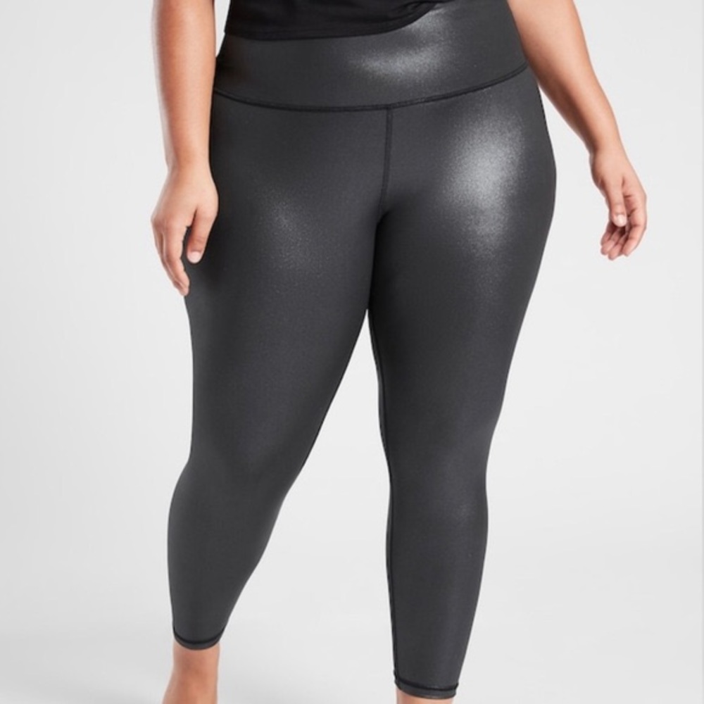 Athleta Elation Shimmer High Rise Gray Leggings